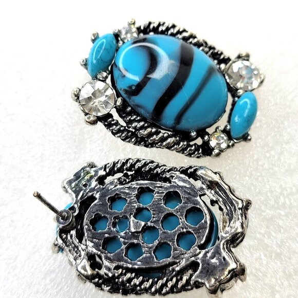 Blue Stud Earrings - Picture 3 of 5